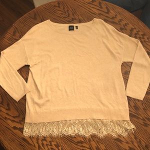 Saks Fifth Avenue Sweater with Lace Trim Size Lrg
